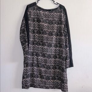 Elegant Black and Nude Lace Print Dress